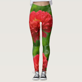 Röd och Gult Zinnias Leggings