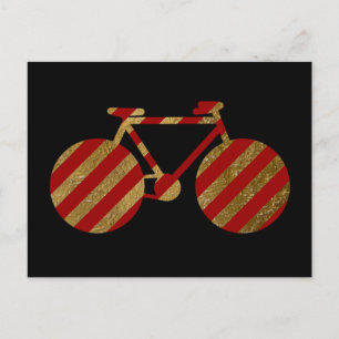 röd och gyllene färg-strimlad cykel vykort