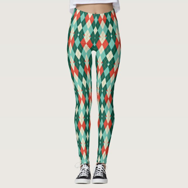 Röd- och heljulargyle-reflexer leggings (Framsida)