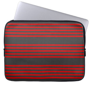 Röd och kol fem rand mönster laptop fodral
