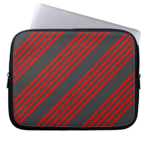 Röd och kol fem rand mönster laptop fodral