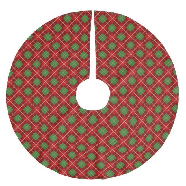 Röd och kontrollerad Grönt under julgranarna Julgransmatta Borstad Polyester (Framsidan)