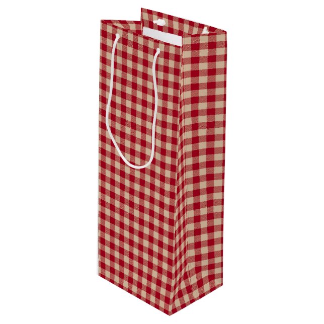 Röd och kraft landsbygdsgingham jul  (Framsidan Vinklad)