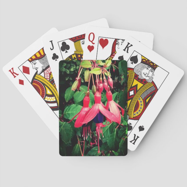Röd och lila blommor casinokort (Baksidan)