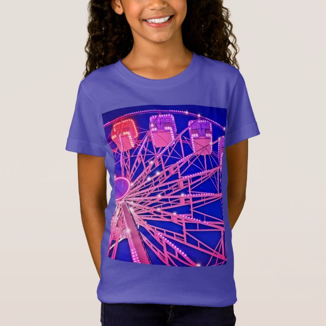 Röd och lila Ferris-hjul T Shirt (Framsida)