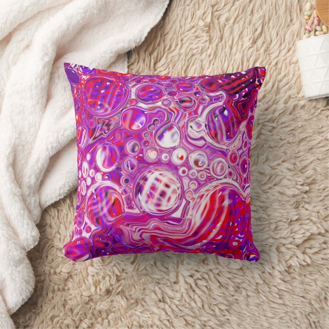 Röd och Lila Fluid Art Kudde (Filt)