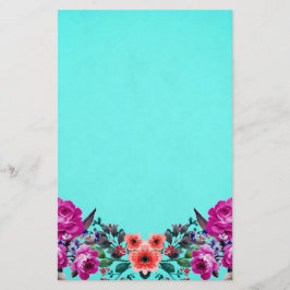 Röd och lila ro-turkos brevpapper