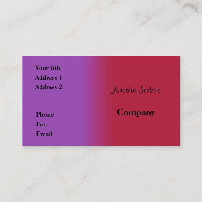 Röd och lilak visitkort (Framsida)