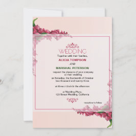 Röd och ljus rosa Blommigt Rustic Bröllop Inbjudningar