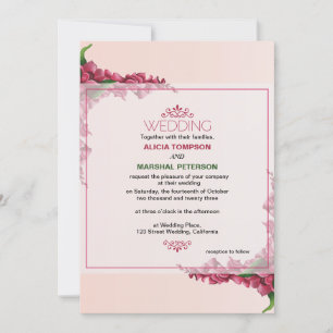 Röd och ljus rosa Blommigt Rustic Bröllop Inbjudningar