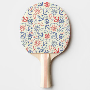 Röd och marinbakgrund med ankrar pingisracket