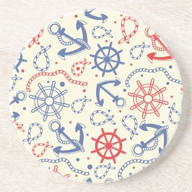 Röd och marinbakgrund med ankrar underlägg (Framsidan)