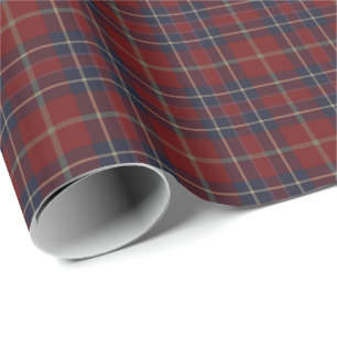 Röd och marinblå lantlig pläd för mörk - presentpapper