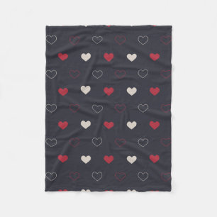Röd och mörk hjärt sömlös Mönster Cute Minimal Fleecefilt