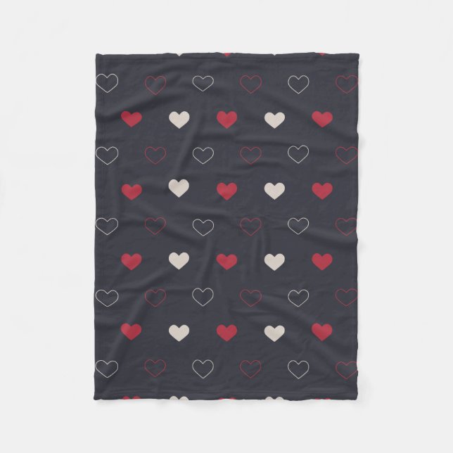 Röd och mörk hjärt sömlös Mönster Cute Minimal Fleecefilt (Framsidan)