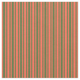 Röd och Mörk Oliv grönt stripe/länkad Mönster Tyg