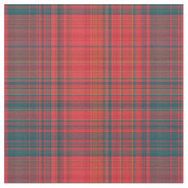 Röd och Mörk Teal Plaid Fabric Tyg