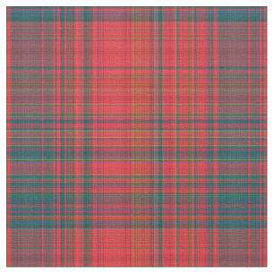 Röd och Mörk Teal Plaid Fabric Tyg