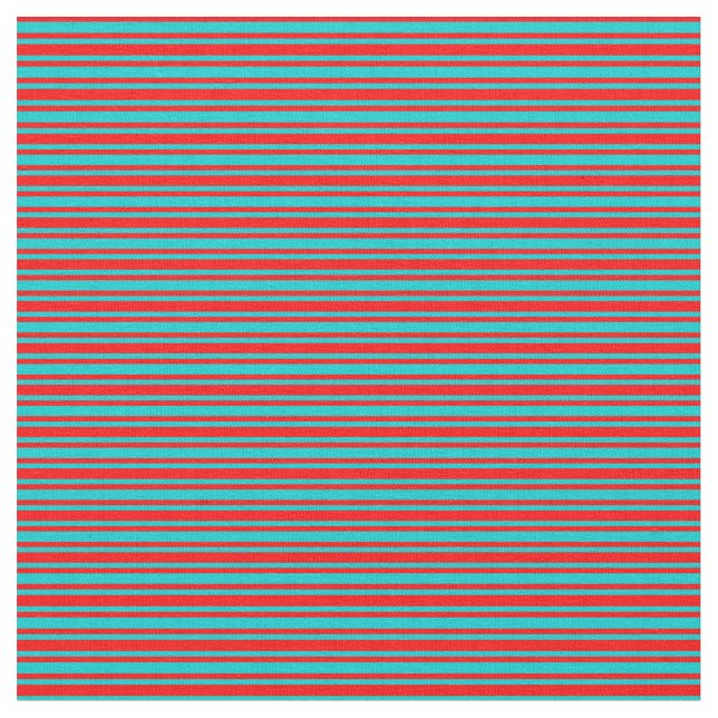 Röd- och Mörk-turkos stripe/uttorkad Mönster Tyg (Närbild)