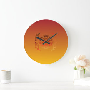 Röd och Orange Abstrakt Canvas, eteralember Stor Klocka