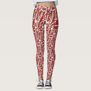 Röd- och orange-abstrakter blandas och överlappar leggings
