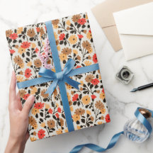 röd och orange blommönstret Figursätt Papper