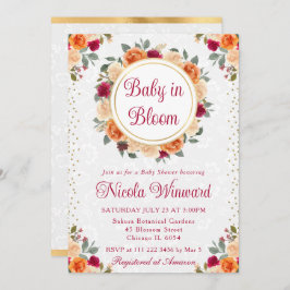 Röd och Orange Blommor Utandningsskugga Inbjudningar