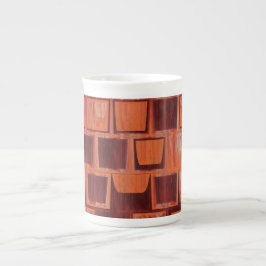 Röd och Orange Geometric Benporslin Mugg
