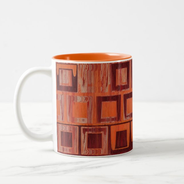 Röd och Orange Geometric Två-Tonad Mugg (Vänster)