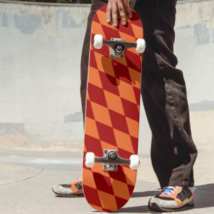 Röd och orange Harlequin-rutig design Mini Skateboard Bräda 18,5 Cm