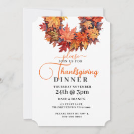 Röd och Orange Höst löv Thanksgiving för andning Inbjudningar