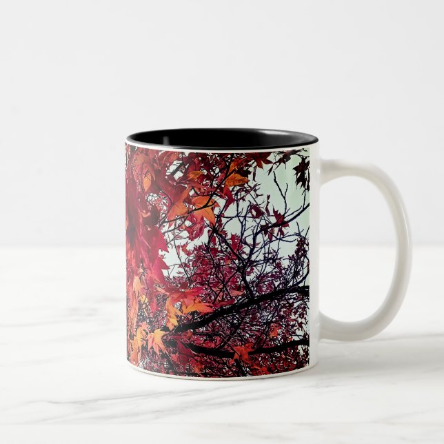 Röd och orange löv Två-Tonad mugg (Höger)