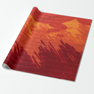 Röd och orange, målad tegelvägg presentpapper