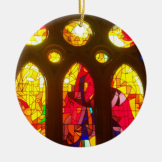 Röd och orange målat glass julgransprydnad keramik