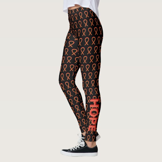 Röd och Orange Medvetenhet Band Anpassningsbar Leg Leggings (Vänster)