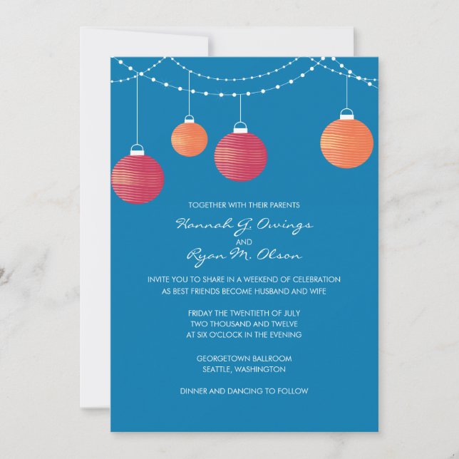 Röd- och Orange Papprare inbjudan till Lanternasbr (Framsida)