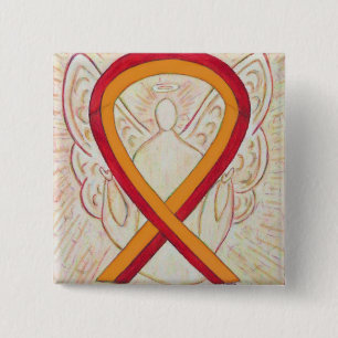 Röd- och Orange Ribbon Awareness Angel Pin Knapp