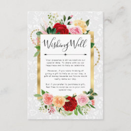 Röd och Orange Ro Guld Bröllop Wishing well Tilläggskort