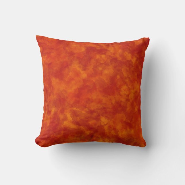 Röd och Orange Vattenfärg Marmorerad Kudde (Framsida)