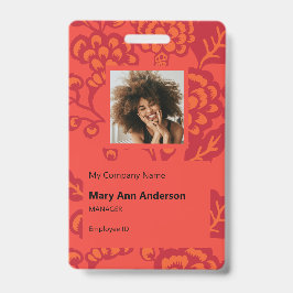 Röd och Orange Vibrant och Fet Blommönster