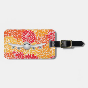 Röd- och Orange-vintage-blommigt-flygplan Bagagebricka
