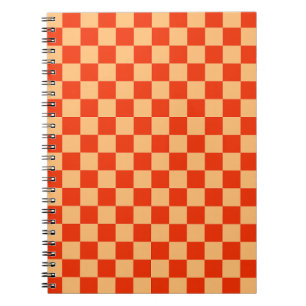 Röd och persikokontroll Checkerboard Mönster Anteckningsbok