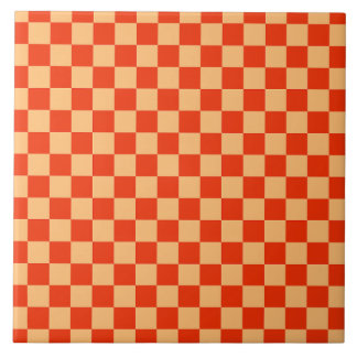 Röd och persikokontroll Checkerboard Mönster Kakelplatta