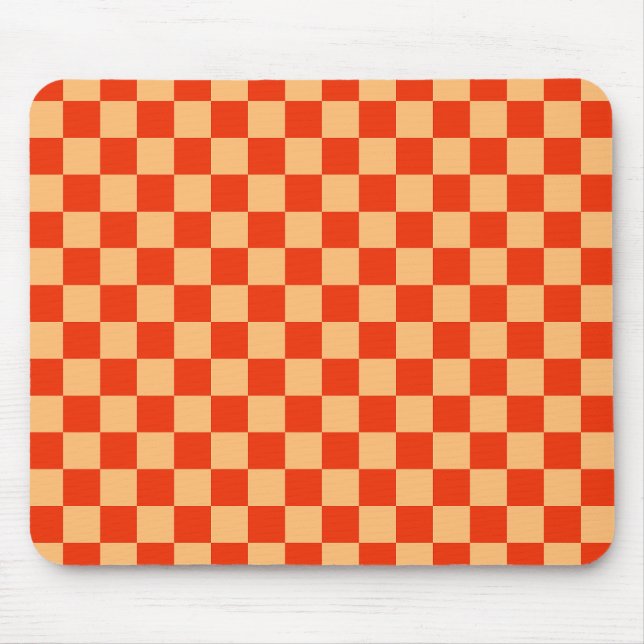 Röd och persikokontroll Checkerboard Mönster Musmatta (Framsidan)