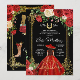 Röd och Röd ros - Princess Quinceanera Inbjudningar