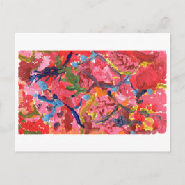 Röd och rosa-abstrakt med blått högdager vykort