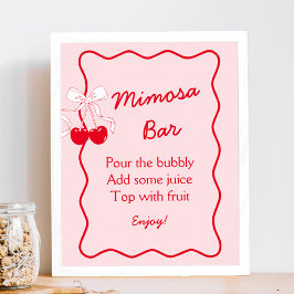 Röd och Rosa Band Bröllopsdusch Mimosa Bar Poster