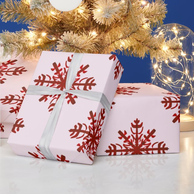 Röd och Rosa Big Snowflake Modern jul Presentpapper (Helgdagar)