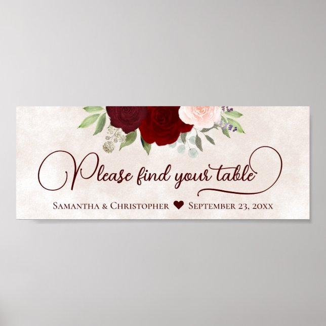 Röd och Rosa Blommigt Hitta ditt huvud för Bord Poster (Framsidan)