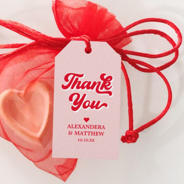 Röd och Rosa Bröllop temaförmån Presentetikett (Skapare uppladdad)